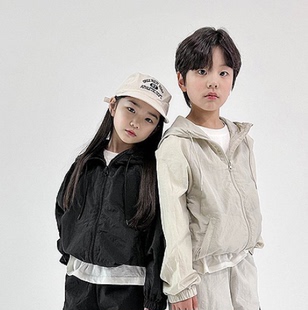 韩国童装2024春wittyboy男女孩，中大童百搭轻便连帽外套