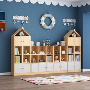 实木儿童书架收纳架宝宝玩具，柜落地置物架，简易书柜自由组合储物柜