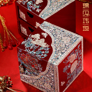 锦贝传说螺钿漆器首饰盒高档实木结婚礼物，陪嫁新年商务收纳盒