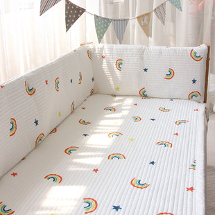婴儿床床围一片式可拆洗纯棉，纱布围挡布，新生儿拼接床床围软包加厚