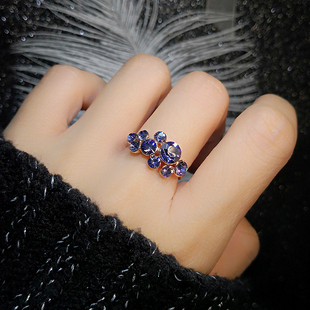 紫色钻镀玫瑰金彩金色装饰品时尚个性中指食指戒网红ins潮戒指女