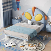 。儿童床男孩实木单人床创意卡通真皮床现代儿童卧室家具奥特曼大