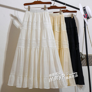 白色设计感镂空拼接蛋糕，裙半身裙女夏季中长款裙子半裙长裙
