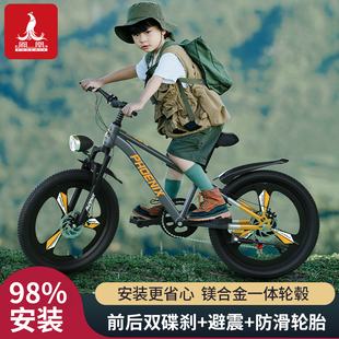凤凰儿童自行车6-12岁女孩中大童，男孩山地碟刹变速小学生20寸单车
