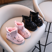 婴幼儿学步鞋软底冬季1-2岁宝宝雪地靴皮毛一体男女童大棉鞋加厚5