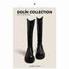 dolincollection马丁靴2024长筒靴，粗腿骑士靴小个子厚底黑色