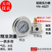 轴向带边耐震压力表YN-40ZT上海天川小表面背式油压液压压力表
