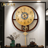 新中黄式铜挂钟客厅家用时尚大号福禄摆钟挂墙自动对时电波时钟