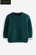 英国next男中小童蓝绿色，麻花毛衣针织衫套头d20-983