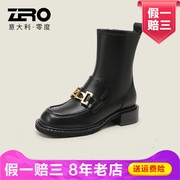 Zero零度尚品冬季通勤马丁靴平底短靴低跟女鞋中筒靴子TXWR51576