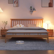 北欧实木床1.8米双人床主卧现代简约经济型胡桃色日式1.5米单人床