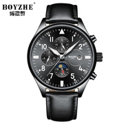 BOYZHE 品牌手表全自动机械男表 休闲时尚皮带防水夜光手表机械表