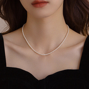 925银细款珍珠项链，女春夏锁骨链颈链，轻奢高级感气质2024