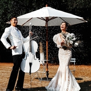 速发婚纱摄影道具户外白色遮阳伞三亚海边拍摄道具旅拍大提琴桌椅