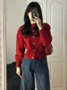 超软糯!新年复古红色，毛衣外套女2024春装韩版短款针织衫开衫