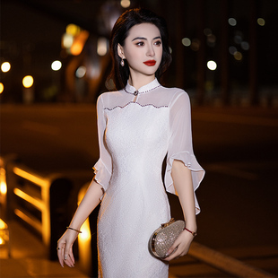 法式小礼服女平时可穿名媛宴会聚会白色连衣裙小个子气质高端夏季