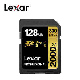 lexar雷克沙sd128g2000x300m单反相机4k摄像u3高速储存内存卡