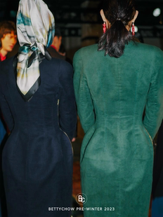 bettychow中古短丝绒廓形旗袍连衣裙，绿色蓝色华贵真丝中式中长裙