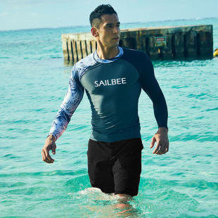 潜水服男分体速干浮潜冲浪服长袖，游泳衣水母衣沙滩防晒衣情侣套装