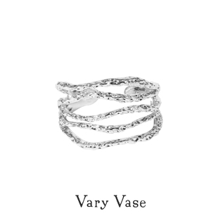 varyvase纯银线条戒指原创肌理，小众设计开口可调节