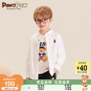 pawinpaw卡通小熊童装2024年春款男童衬衫长袖，学院风儿童上衣