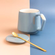 陶瓷杯马克杯带盖勺子办公水杯咖啡牛奶杯文化创意杯子北欧风家居