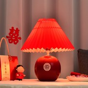 中式新娘结婚红色囍字床头灯喜庆温馨长明灯浪漫卧室陶瓷雕刻台灯