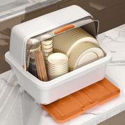 碗筷收纳盒带盖带沥水碗柜家用厨房，洗碗槽置物架餐具装碗筷收纳箱