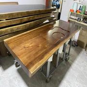 原木定制自然边整板松木不规则边大板，吧台面板桌面板实木茶桌茶台