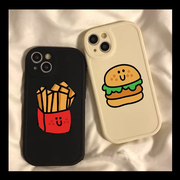搞怪薯条汉堡适用于iPhone14/13promax苹果12手机壳11硅胶xs女款xrxsmax防摔x保护套8plus情侣7p全包软男
