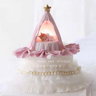 蛋糕装饰摆件安妮宝贝小天使摆件帐篷小夜灯氛围灯儿童生日礼物