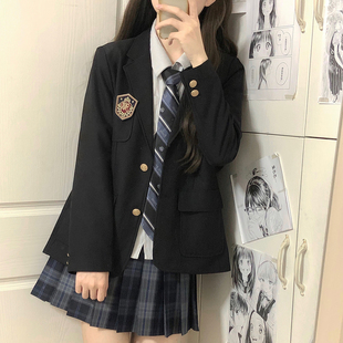 jk制服西装外套女秋冬季原创款，学院风黑色校供感小个子西服上衣女