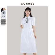 gcrues白色长款连衣裙2024夏季韩系早春穿搭精致高级感裙子女