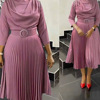 2023欧美外贸女装中长裙子非洲大码OL通勤纯色连衣裙