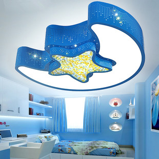 儿童房卧室灯，简约现代男孩女孩卡通创意房间星星，月亮led吸顶灯具
