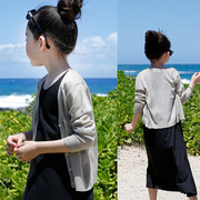 韩国春夏季童装女童糖果色薄款针织，开衫外套儿童防晒衫百搭空调衣