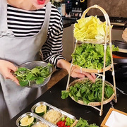 火锅架子专用放菜可沥水家用手工，编织多层置物架厨房配菜放菜架