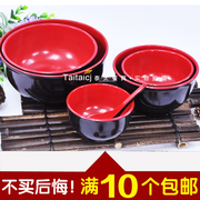 日韩式风密胺仿瓷塑料碗餐具直口碗汤碗面碗饭碗红黑双色碗美耐皿