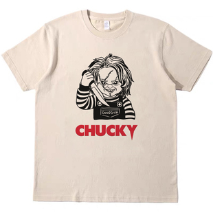 鬼娃恰吉Chucky美剧电影复古vintage短袖男女情侣T恤纯棉teeshirt