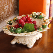 L皇饰家居欧式陶瓷果盘客厅大号水果盘家用茶几装饰陶瓷果盆摆件