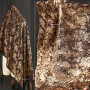 古铜裂纹烫金创意皮草金属感毛呢子，布料毛绒外套服装设计师面料