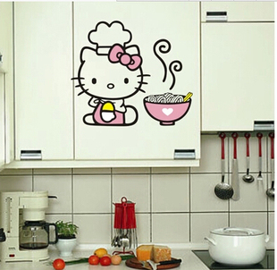 hellokitty吃面厨房墙贴橱柜贴冰箱，贴玻璃贴可爱韩版温馨