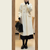 韩系秋冬装赫本风高级感气质白色毛呢，外套小个子呢子大衣女中长款