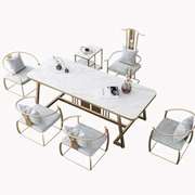 阳台茶桌椅组合新中式岩板办公泡茶台一体现代简约家用小户型茶几
