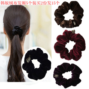 5个装韩国绒布发圈简约黑色，粗发绳大号头饰头花盘发扎发皮筋头绳