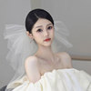韩式新娘头纱领证登记蓬蓬造型主婚纱头饰拍照复古中长款摄影跟妆