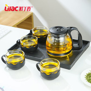 紫丁香茶壶套装耐热玻璃茶具整套茶，杯子泡茶器花，茶壶泡茶壶茶杯具