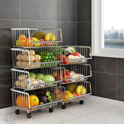 厨房放菜架子不锈钢蔬菜篮落地置物架多层空间品储物收纳筐放水果