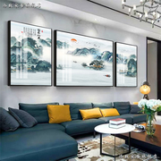 客厅装饰画中式山水画沙发，背景墙画壁画，挂画三联画字画风景国画