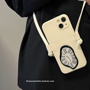 个性钟表盘卡包适用于苹果se2手机壳iPhone7女8plus斜跨挂绳6splusi5s小众高级4代p创意插卡零钱包i6p套
